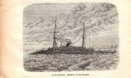 1884 - Gravure Sur Bois - Le Rochambeau - Monitor De Mer Français - FRANCO DE PORT - Schiffe