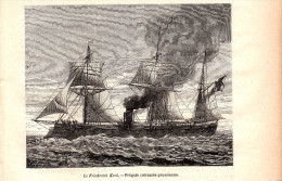 1884 - Gravure Sur Bois - Le Friederich Karl - Frégate Cuirassée Prussienne - FRANCO DE PORT - Bateaux