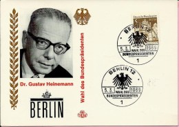 Dr. Gustav Heinemann, Berlin, 5.3.1969., Germany , Carte Postale - Briefe U. Dokumente