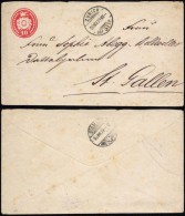 Switzerland 1879 Postal History Rare Cover Zurich To St Gallen DB.254 - Storia Postale