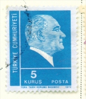 TURKEY  -  1972  Kemal Attaturk  5k  Used As Scan - Oblitérés