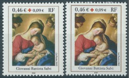 [04] Variété : N° 3531 Croix-rouge 2002 Fond Verdâtre Et Fond Jaune-orange  ** - Unused Stamps