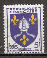 Timbre France Y&T N°1005 (06) Obl.  Armoirie De Saintonge.  5 F. Outremer Et Jaune. Cote 0,15 € - 1941-66 Coat Of Arms And Heraldry