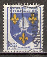 Timbre France Y&T N°1005 (08) Obl.  Armoirie De Saintonge.  5 F. Outremer Et Jaune. Cote 0,15 € - 1941-66 Coat Of Arms And Heraldry