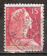 Timbre France Y&T N°1011 (05) Obl.  Marianne De Muller.  15 F. Rose Carminé. Cote 0,15 € - 1955-1961 Marianne (Muller)