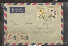 CZECHOSLOVAKIA,  1960,   Postally Used Airmail Cover ( Posted In 1961) From Czechoslovakia To India,with  Flowers Stamps - Covers & Documents