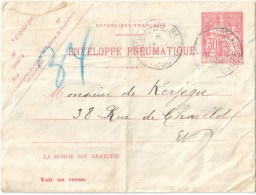 3086 PARIS 81 Bld Des Capucines Entier Enveloppe 30 C Chaplain Pneumatique Ob 14 4 1908 Arrivée PARIS 34 Horodateur  H - Pneumatische Post