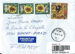 ROUMANIE Enveloppe Recommandée Avec Timbres TOURNESOLS Et NOËL - Postmark Collection