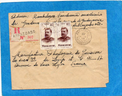 MARCOPHILIE- Lettre REC-MADAGASCAR -cad-Ankazoabo-1954-pour Françe-StampsN°316 Joffre308-10 - Briefe U. Dokumente