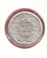 ZWITSERLAND 1/2 FRANC 1948 SILVER - Sonstige & Ohne Zuordnung