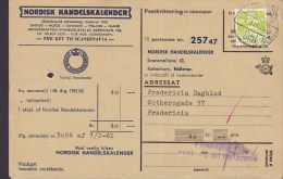 Denmark Postal Receipt Postkvittering NORDISK HANDELSKALENDER, KØBENHAVN 1961 Card Karte To FREDERCIA (2 Scans) - Brieven En Documenten