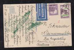 Ungarn Hungary 1931 Zeppelin Picture Postcard To Kleinwanzleben Germany - Brieven En Documenten