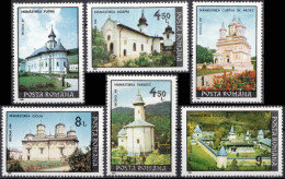 ROMANIA, 1990, Monasteries, Tourism, Architecture,  MNH (**), LPMP/Sc. 1255/3658-63 - Nuevos