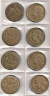 J03a FRANCE 1951 Guiraud 50 F Lot De 4 Pièces De Monnaie / Coin / Münze Bronze [J03abc] - Verzamelingen