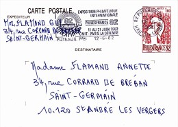 C01-089 - France CEP - Carte Entier Postal  Du 12-6-1982 - COB  - Cachet De 92 Puteaux - Série  - Philex France 82 - Par - Verzamelingen En Reeksen: PAP