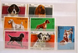 UMM AL QIWAIN CHIENS N° 72 + PA 12 Serie Complete** MNH, Boxer, Dalmatien, Cocker, Berger Allemand, Brake, Terrier - Honden