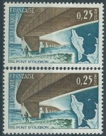 [04] Variété : N° 1489 Pont D'Oléron Pont Brun-jaune Au Lieu De Brun-rouge  + Normal  ** - Unused Stamps