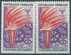 [04] Variété : N° 1545 JO De Grenoble Orange Clair Au Lieu De Vif + Normal  ** - Unused Stamps