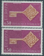 [04] Variété : N° 1556 Europa 1968 Clé évidée Bistre-jaune Au Lieu De Bistre-brun + Normal  ** - Ongebruikt