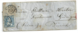 Faltbrieflein  Zürich - Hedingen           1863 - Cartas & Documentos