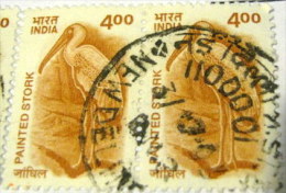 India 2001 Painted Stork Mycteria Leucocephala 4r X2 - Used - Used Stamps