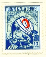 TURKEY  -  1944  Red Crescent  10k  Mounted/Hinged Mint - Used Stamps