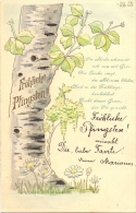 Pfingsten, Birke, Prägekarte, 1900 - Pentecostés