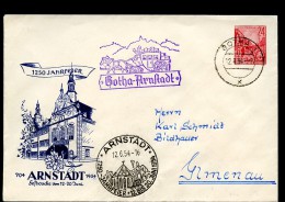 DDR PU12 D2/001 Privat-Umschlag 1250-JAHR-FEIER ARNSTADT Postkutsche Sost.1954  NGK 20,00 € - Buste Private - Usati