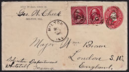 C0383 USA 1901, Pre--paid Cover, Milton, ILL To London, England - 1901-20