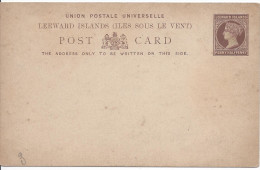 ENTIER POSTAL Penny Half Penny Marron Carte Postale Reine Victoria - Leeward  Islands