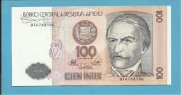 PERU - 100 INTIS - 26.06.1987 - Pick 133 - UNC. - RAMON CASTILLA - 2 Scans - Pérou