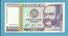 PERU - 5.000 INTIS - 28.06.1988 - Pick 137 - UNC. - MIGUEL GRAU - 2 Scans - Peru