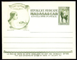 MADAGASCAR 1931 Big Hat Greenish Horse 50c Postal Stationery POSTAL STATIONERY [entier Postal,Ganzsache,intero Postale,e - Briefe U. Dokumente