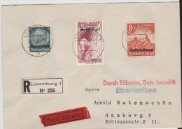 L133/ LUXEMBURG -  Mi.Nr. 2, 21, 30, Per Eilboten/Einschreiben Nach Hamburg. Interessante Rückseite - 1940-1944 Deutsche Besatzung