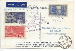 N°383 Oblit CaD Violet " La Baule Aéroport " ( 24/7/19358 ) Sur Carte Spéciale De Meeting De La Baule .. - Air Post