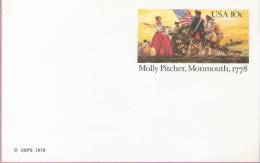 US Scott UX77, 10-cent Post Card, Molly Pitcher, Monmouth, 1778, Mint - 1961-80
