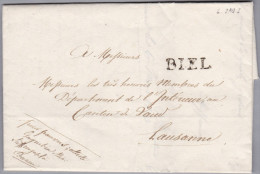 Heimat BE BIEL Langstempel 1833-03-06 Vorphila Brief Nach Lausanne - ...-1845 Préphilatélie
