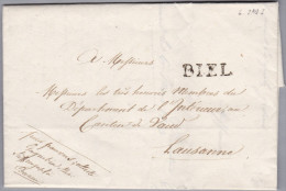 Heimat BE BIEL Langstempel 1833-03-06 Vorphila Brief Nach Lausanne - ...-1845 Prephilately