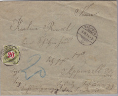 Heimat SG RHEINECK 1894-03-06 Brief Nach Appenzell 20 Rp. Strafporto - Storia Postale