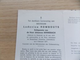 Doodsprentje Ludovica Rombouts Stabroek 29/5/1914 Brasschaat 3/2/1977 ( Johannes Minnebach ) - Godsdienst & Esoterisme