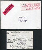 TIMBRES DE DISTRIBUTEURS - VIGNETTE SPECIMEN FOIRE DE PARIS LE 5/5/1982 SUR LETTRE VALEUR DECLARÉE DE 56,60F - LUXE - 1969 Montgeron – Weißes Papier – Frama/Satas