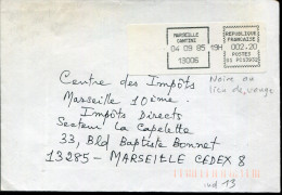 TIMBRES DE DISTRIBUTEURS - VIGNETTE MARSEILLE CANTINI LE 4/9/1985 COULEUR NOIRE AU LIEU DE ROUGE, SUR LETTRE 2,2F - TB - 1969 Montgeron – Carta Bianca – Frama/Satas