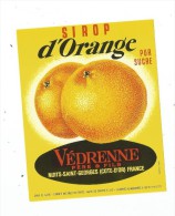 étiquette ,sirop D´ORANGE , Védrenne Père & Fils , Nuits St Georges - Other & Unclassified