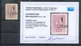 Memel 203 EXTREM VERSCHOBENER AUFDRUCK**POSTFRISCH BPP BEFUND -,-EUR (G0247 - Memel (Klaipeda) 1923