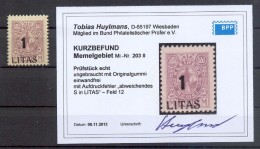 Memel 203II ABART* BPP BEFUND 80EUR (X7103 - Klaipeda 1923