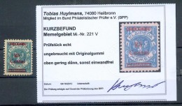 Memel 221V ABART* BPP BEFUND 360+EUR (Z1300 - Memel (Klaïpeda) 1923