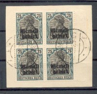 Memel 8 VIERERBLOCK Gest. Luxusbriefstück BPP 120EUR (G6437 - Memel (Klaïpeda) 1923