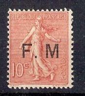 FRANCE TIMBRE DE FRANCHISE - TYPE SEMEUSE LIGNEE 10c VARIETE SANS POINT APRES M  NEUF ** LUXE - Military Postage Stamps