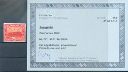 Saar 93P PROBEDRUCK ATTESTKOPIE Ex VB**POSTFRISCH (70551 - Unused Stamps