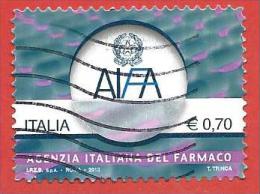 ITALIA REPUBBLICA  - USATO - 2013 - AIFA - Agenzia Italiana Del Farmaco - 0,70 € - S. 3402 - 2011-20: Used